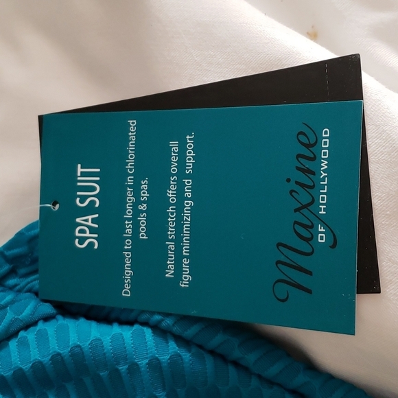 Maxine of Hollywood Textured Spa Shirred Girl Leg One Piece in Emerald Size 10 - Picture 6 of 13